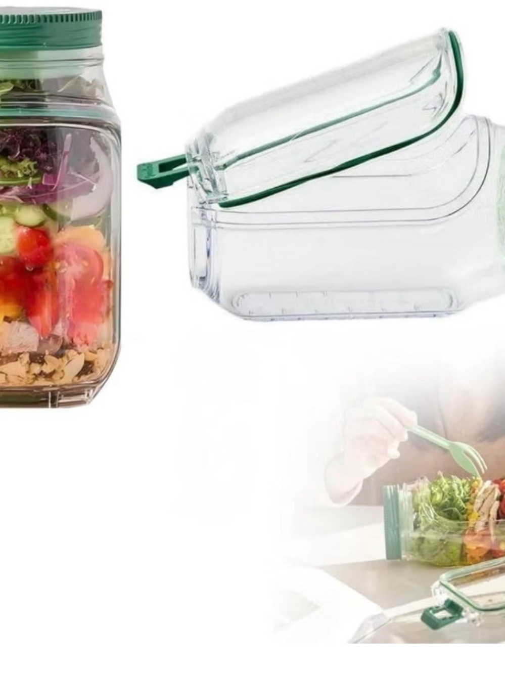 Salad jar with side opening